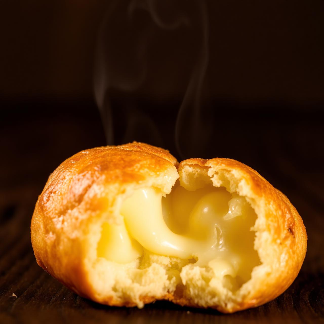 Pão de queijo do Baldinho recheado de queijo derretido
